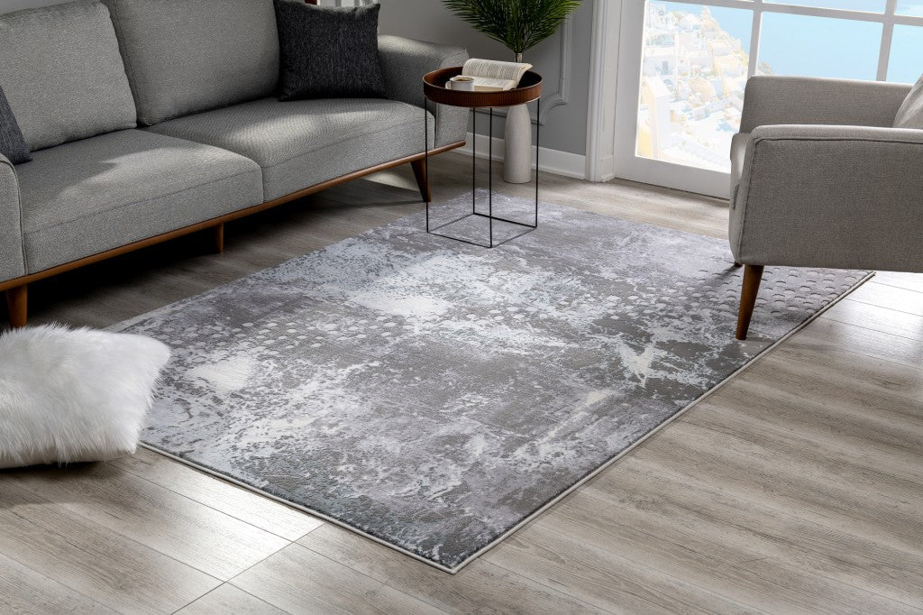HomeRoots 5' x 8' Gray Distressed Abstract Area Rug