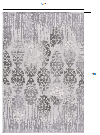 HomeRoots 5' x 8' Gray Dripping Damask Area Rug