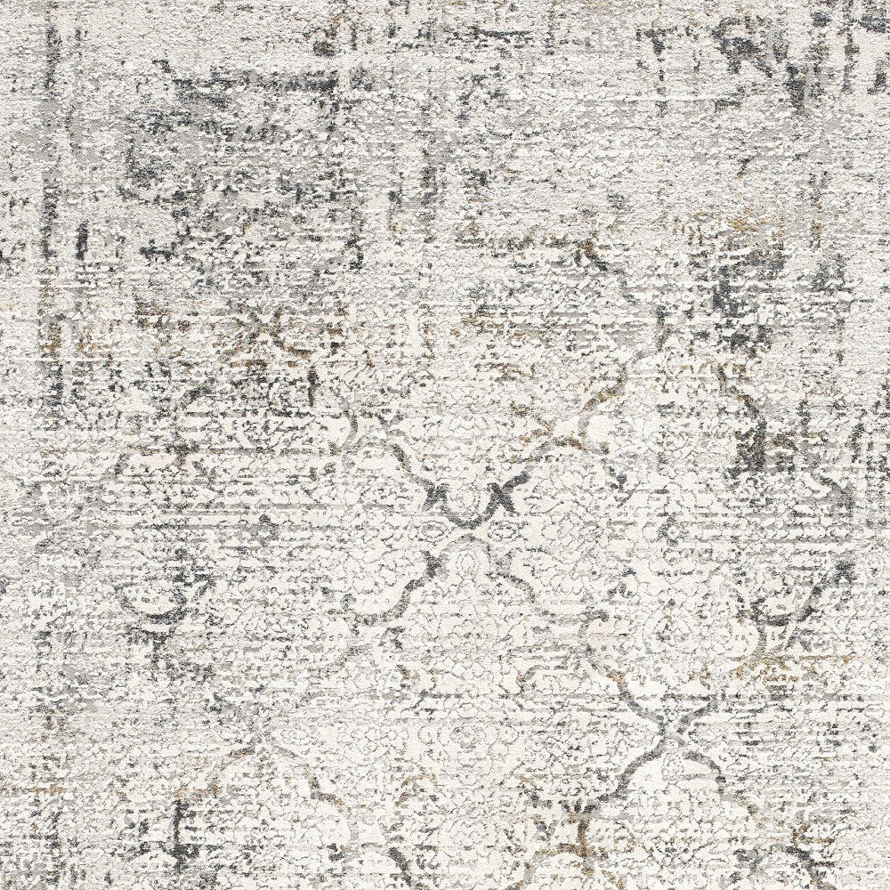 HomeRoots 5' x 8' Gray and Ivory Abstract Distressed Area Rug