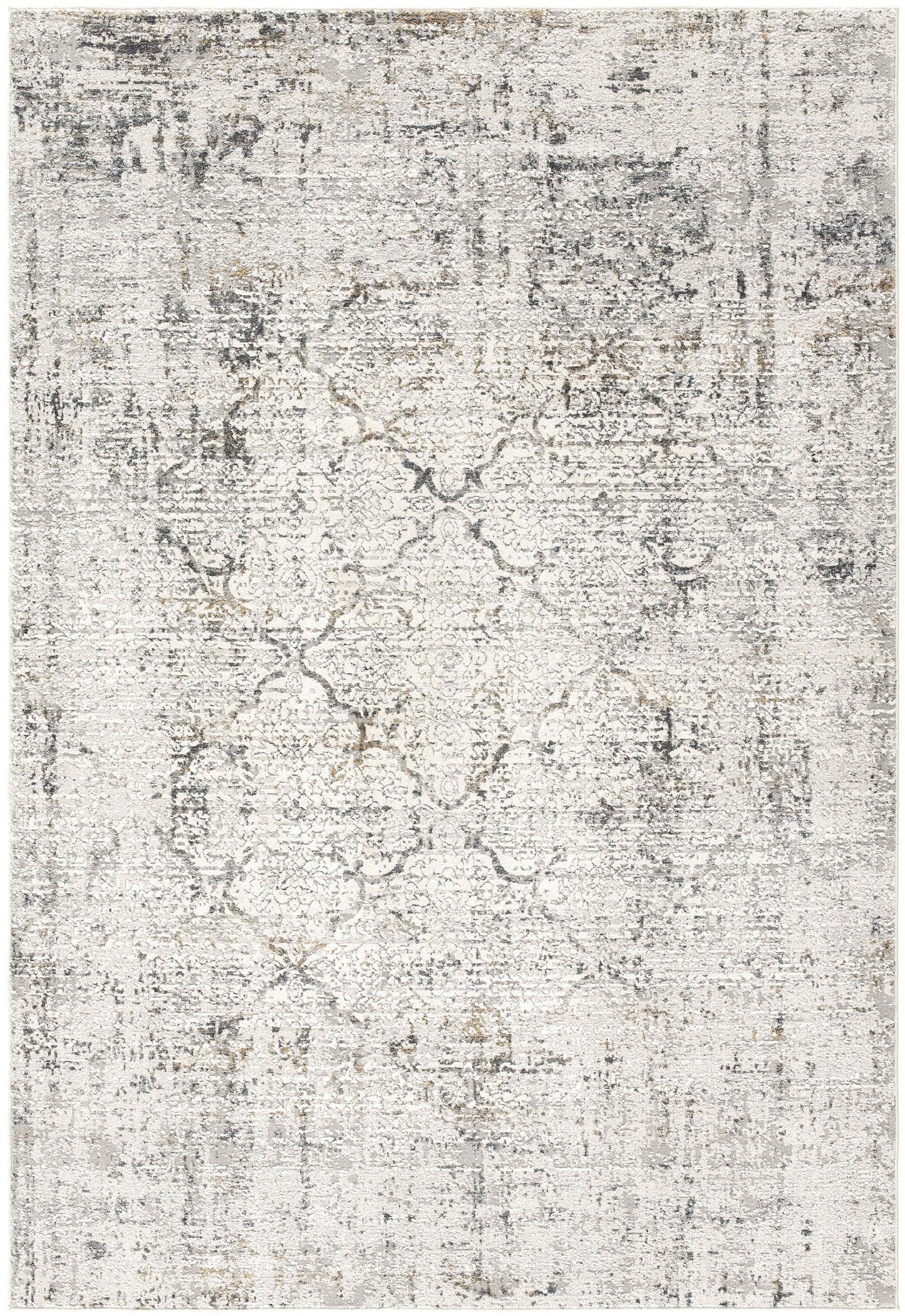 HomeRoots 5' x 8' Gray and Ivory Abstract Distressed Area Rug