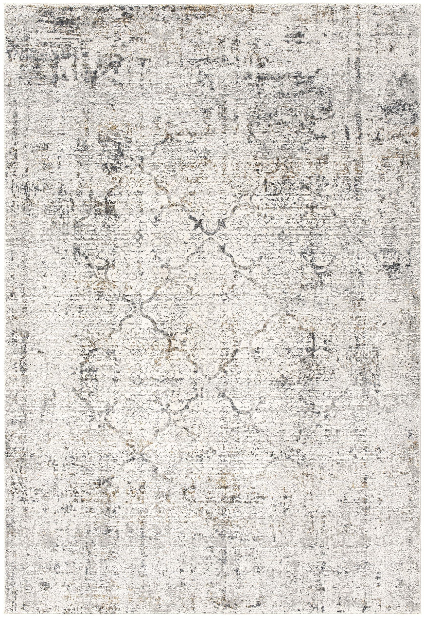 HomeRoots 5' x 8' Gray and Ivory Abstract Distressed Area Rug