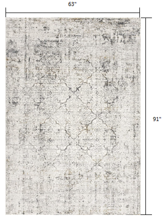 HomeRoots 5' x 8' Gray and Ivory Abstract Distressed Area Rug