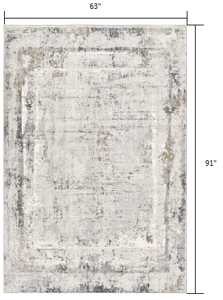 HomeRoots 5' x 8' Gray and Ivory Abstract Distressed Area Rug
