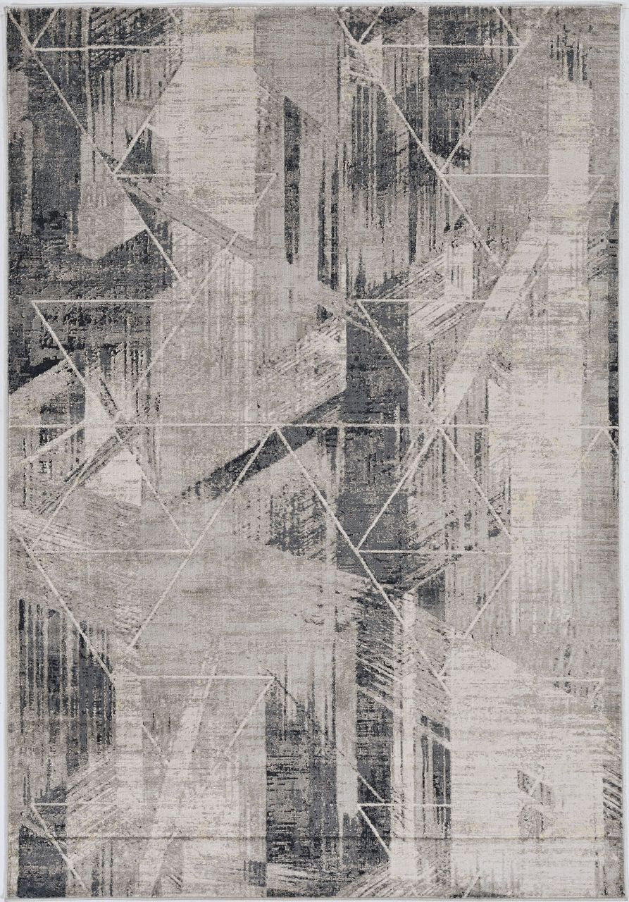 HomeRoots 5 x 8' Grey Machine Woven Abstract Geometric Indoor Area Rug