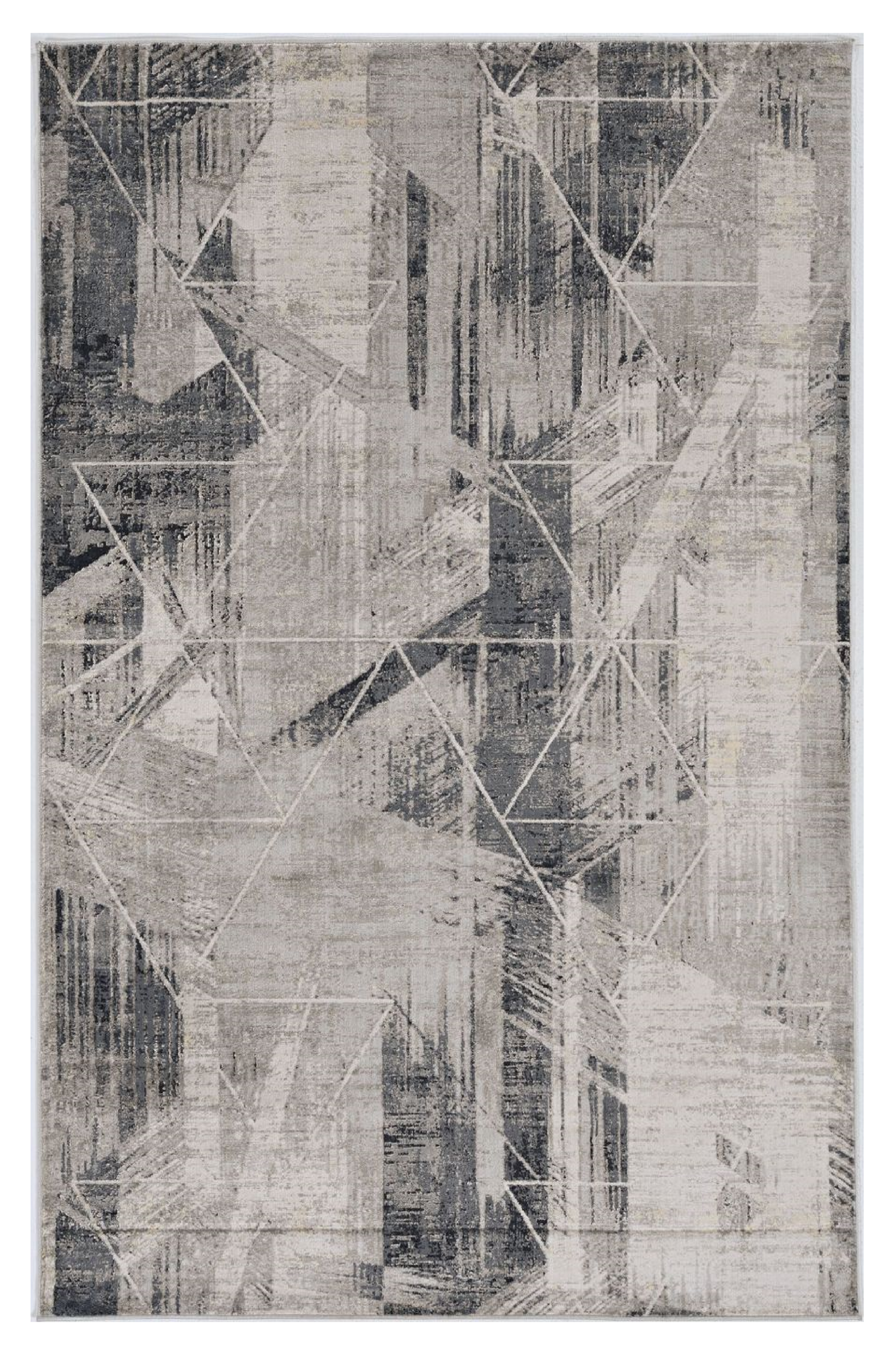 HomeRoots 5 x 8' Grey Machine Woven Abstract Geometric Indoor Area Rug