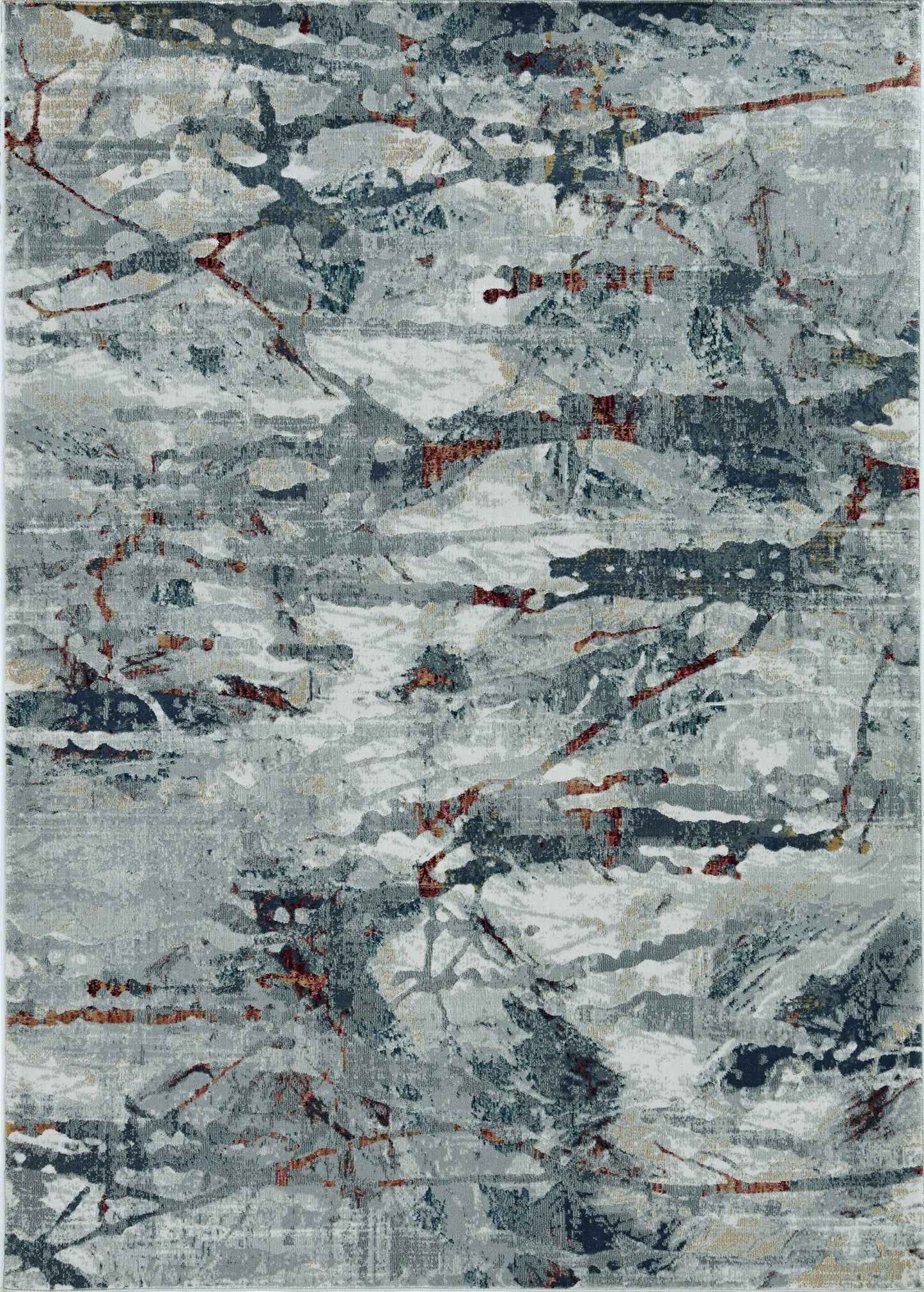 HomeRoots 5' x 8' Grey or Teal Abstract Traditional Area Rug
