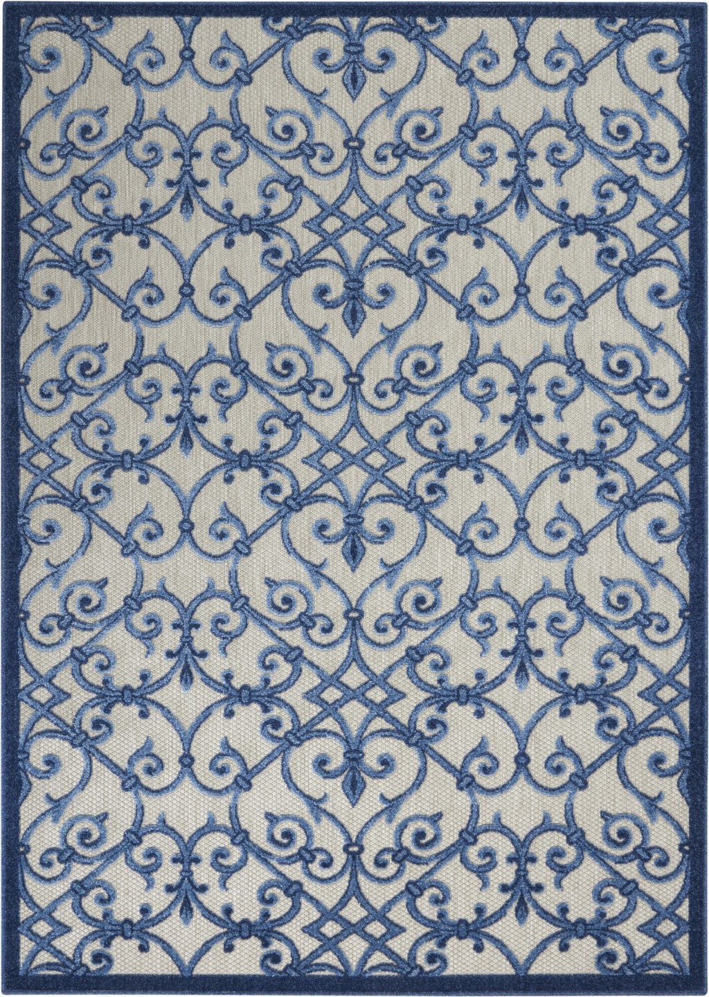 HomeRoots 5’ x 8’ Indoor Outdoor Area Rug With Gray and Blue Finish