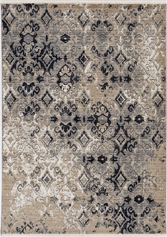 HomeRoots 5' x 8' Ivory Beige Machine Woven Distressed Traditional Indoor Area Rug