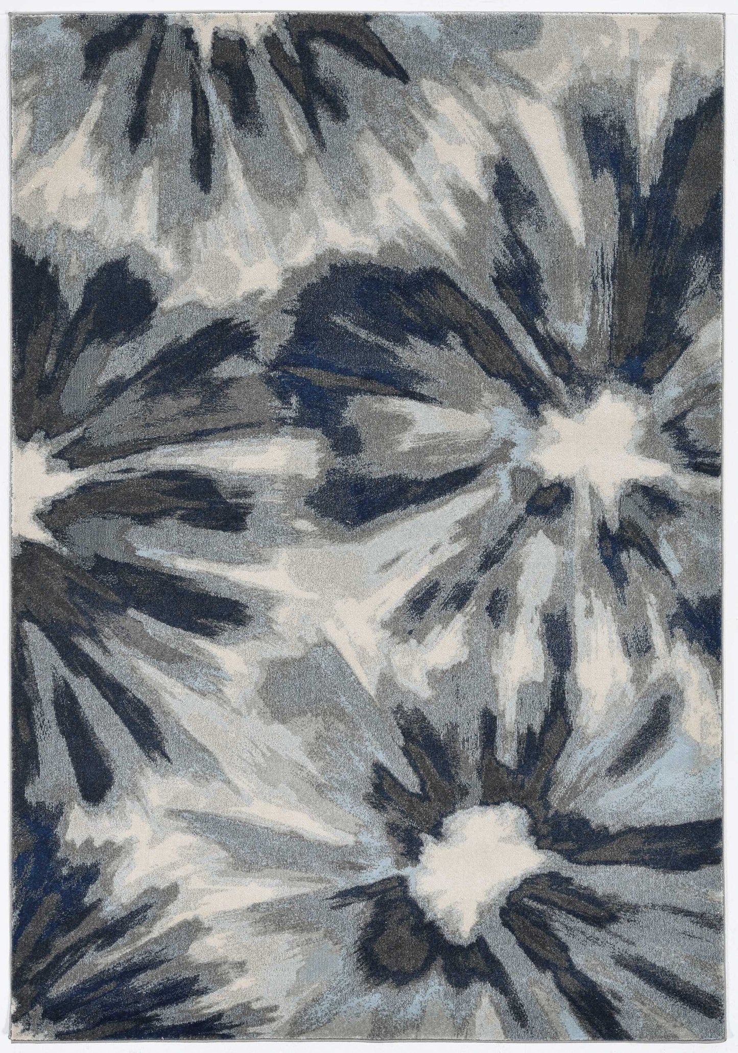 HomeRoots 5' x 8' Ivory Blue Machine Woven Floral Indoor Area Rug