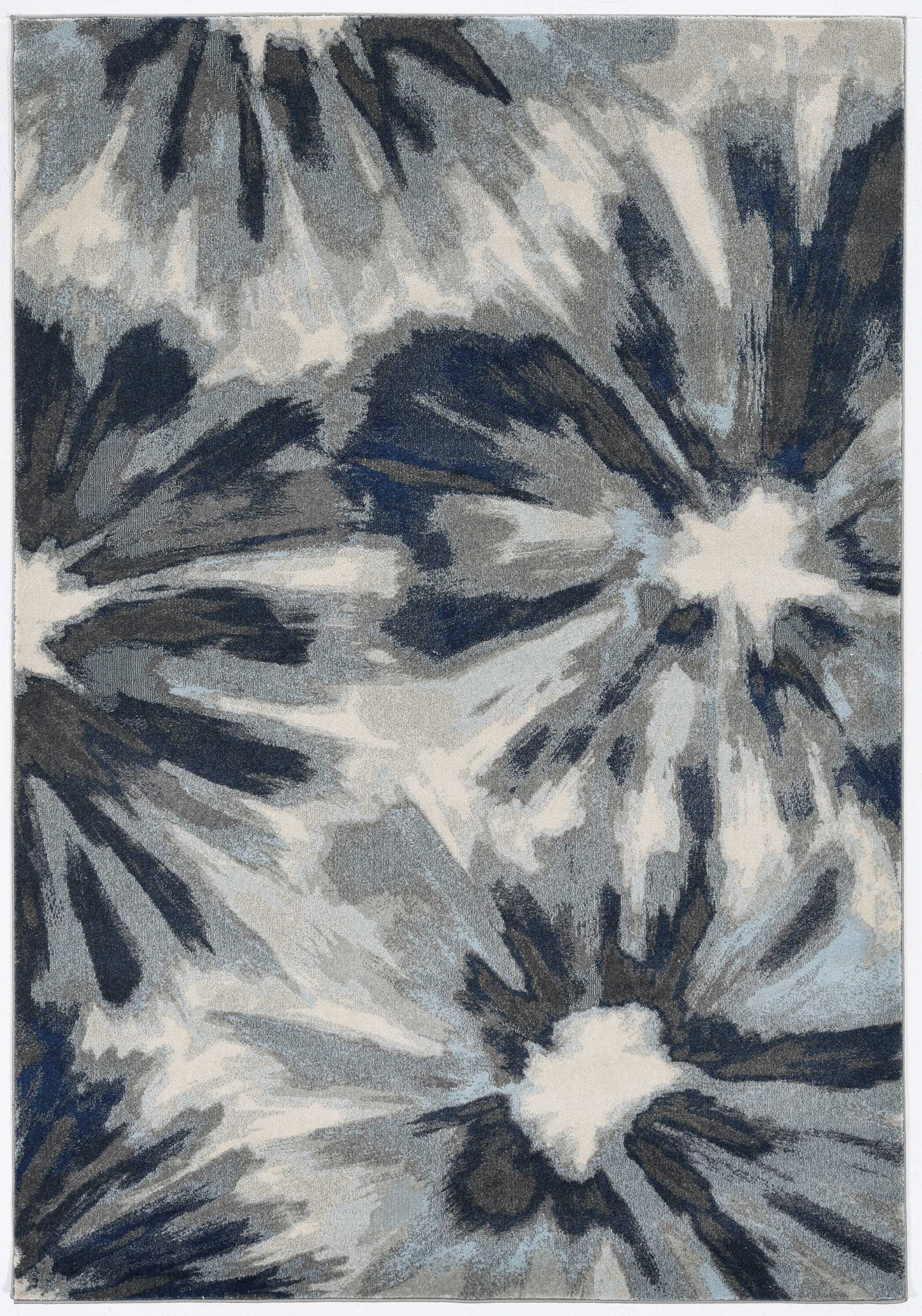 HomeRoots 5' x 8' Ivory Blue Machine Woven Floral Indoor Area Rug