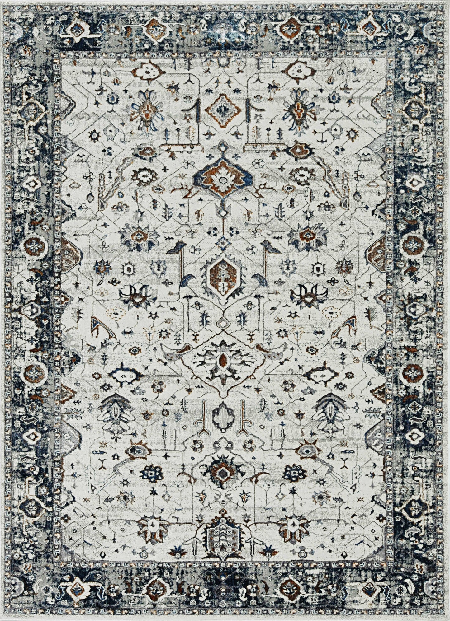 HomeRoots 5' x 8' Ivory Grey Machine Woven Traditional Indoor Area Rug