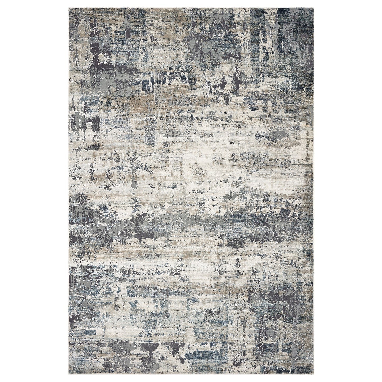 HomeRoots 5' x 8' Ivory Teal Machine Woven Abstract Splatter Indoor Area Rug