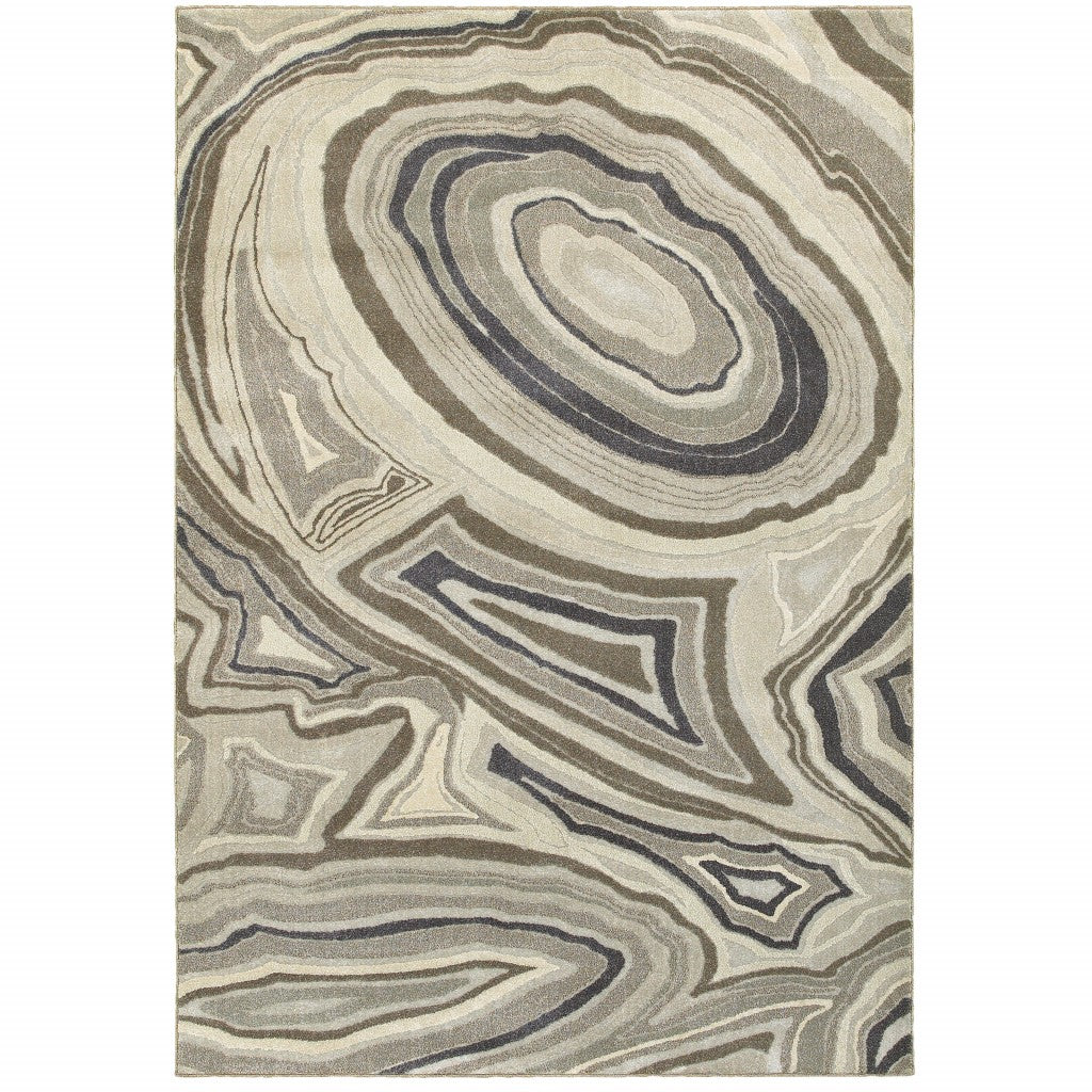 HomeRoots 5' x 8' Ivory and Gray Abstract Geometric Area Rug