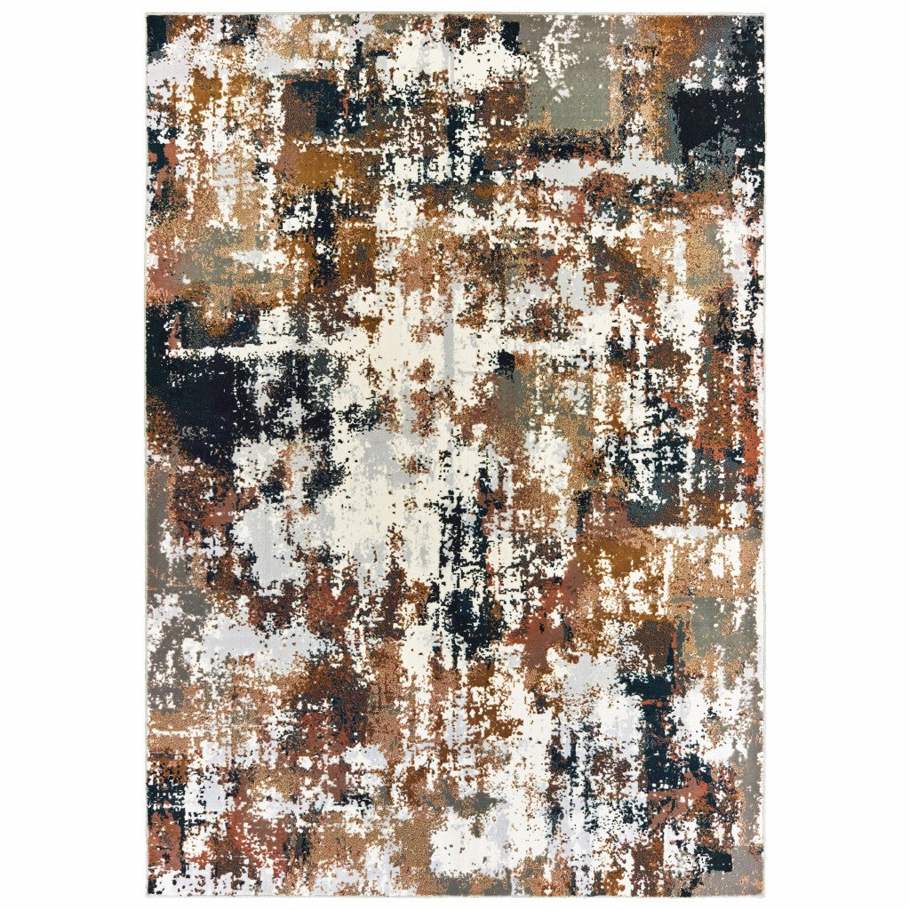 HomeRoots 5' x 8' Ivory and Gray Abstract Sectors Indoor Area Rug