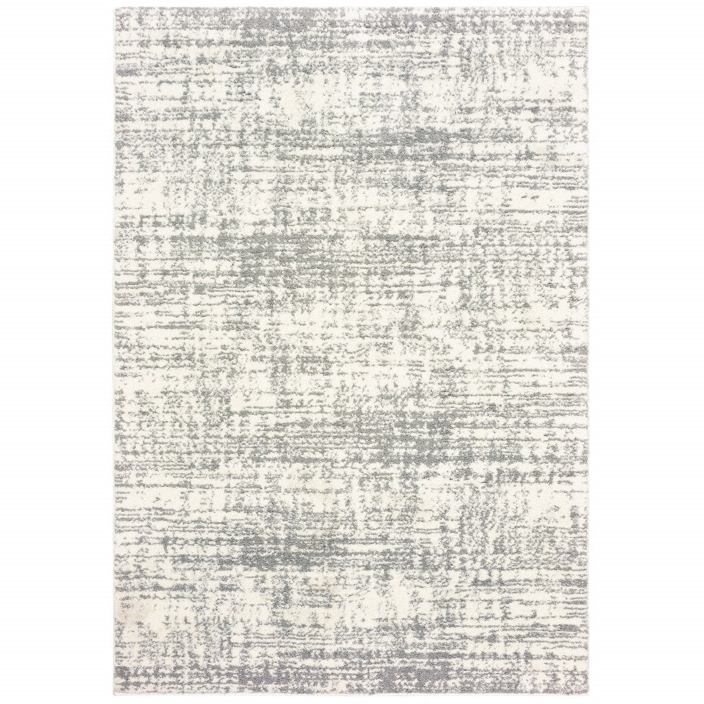 HomeRoots 5' x 8' Ivory and Gray Abstract Strokes Area Rug