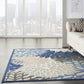 HomeRoots 5’ x 8’ Large Indoor Outdoor Area Rug With Blue Floral Finish