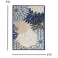 HomeRoots 5’ x 8’ Large Indoor Outdoor Area Rug With Blue Floral Finish
