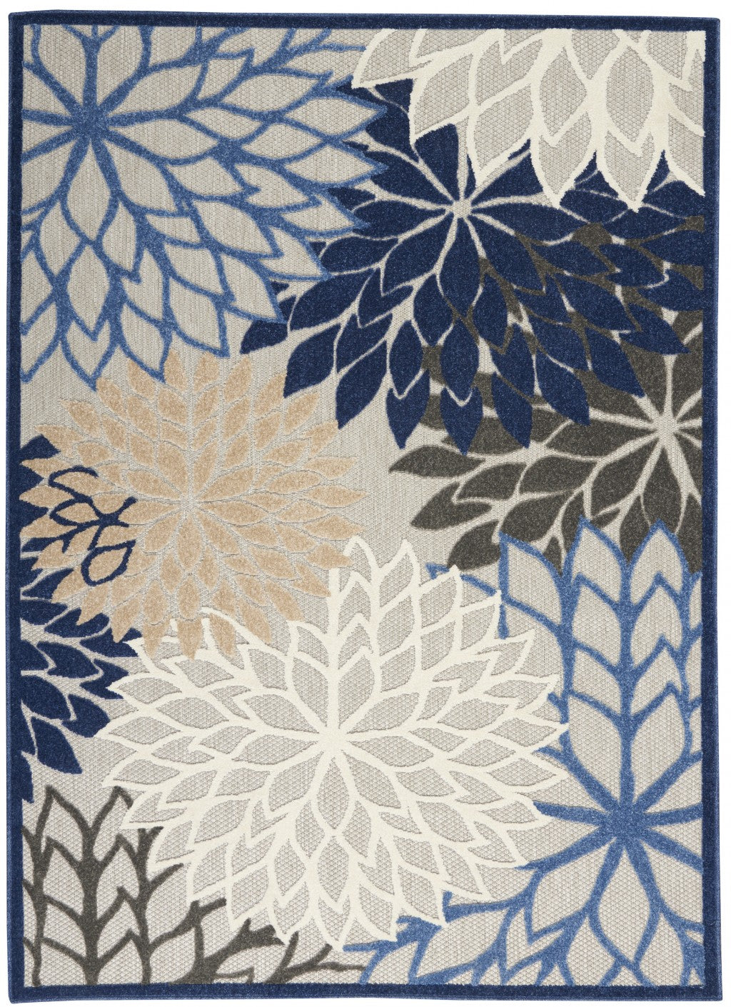 HomeRoots 5’ x 8’ Large Indoor Outdoor Area Rug With Blue Floral Finish