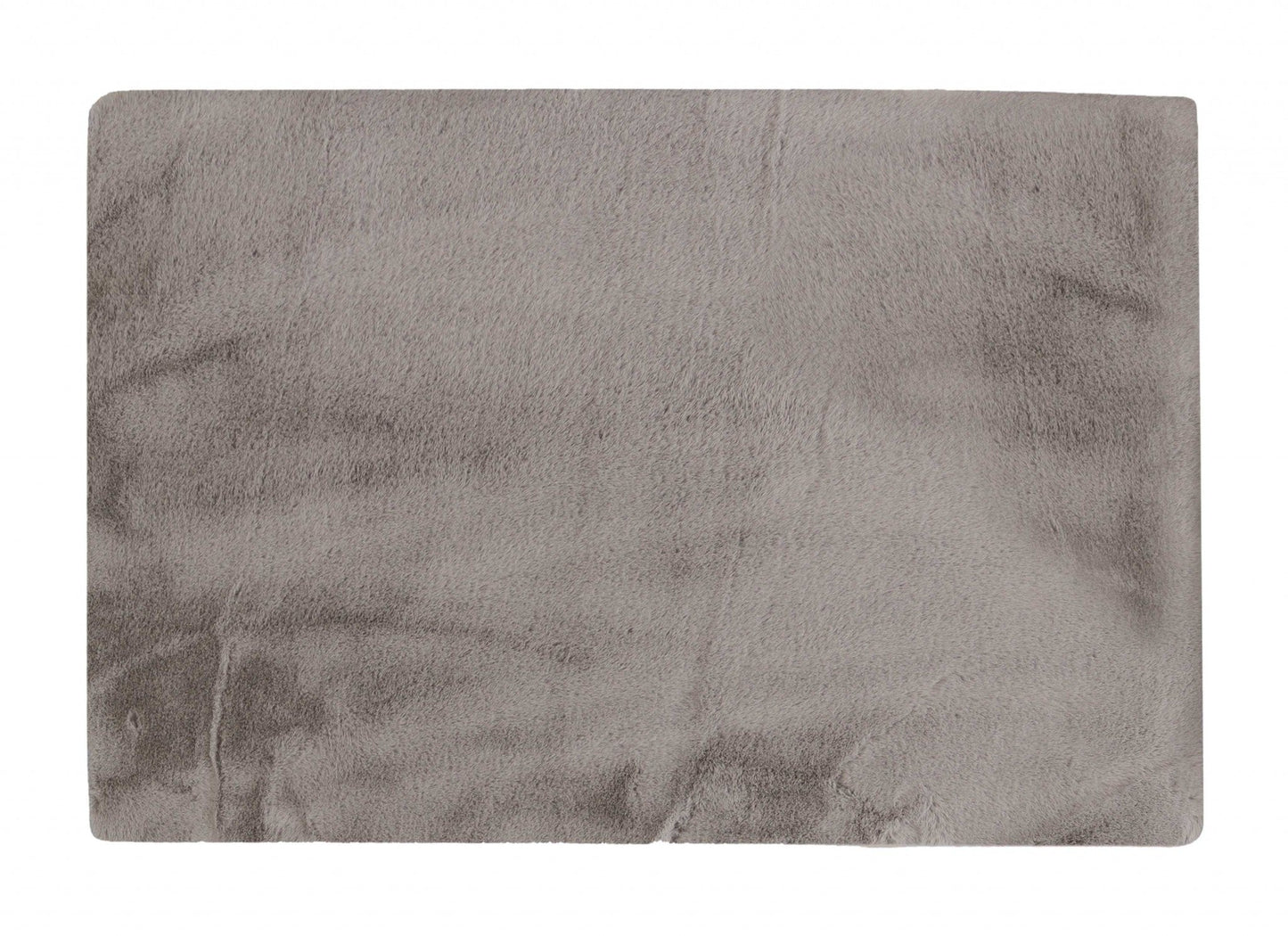 HomeRoots 5" x 8" Luxe Faux Rabbit Fur Rectangular Rug in Grey Finish