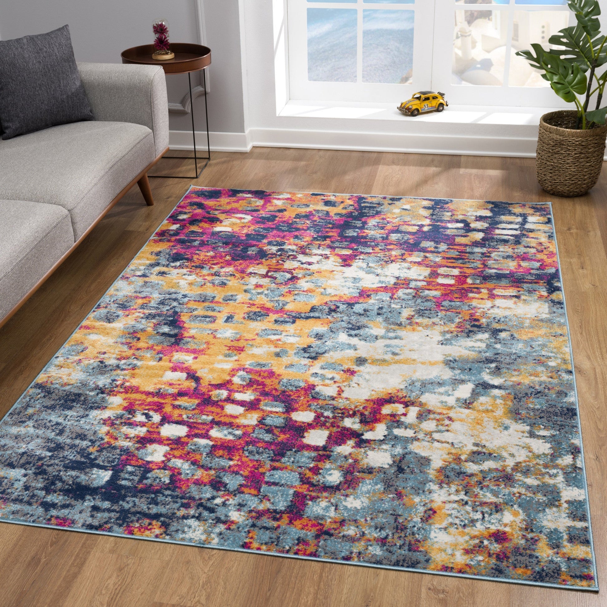 HomeRoots 5’ x 8’ Painting Area Rug With Multicolored Abstract Finish