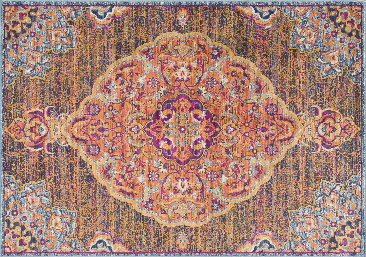 HomeRoots 5' x 8' Rustic Orange Medallion Area Rug