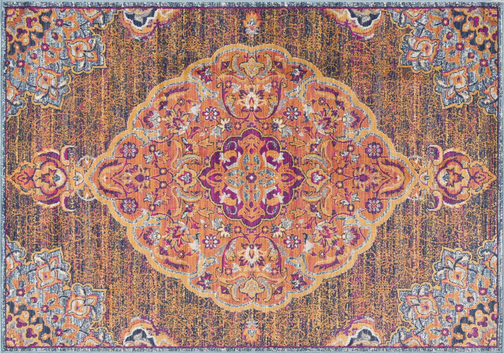 HomeRoots 5' x 8' Rustic Orange Medallion Area Rug