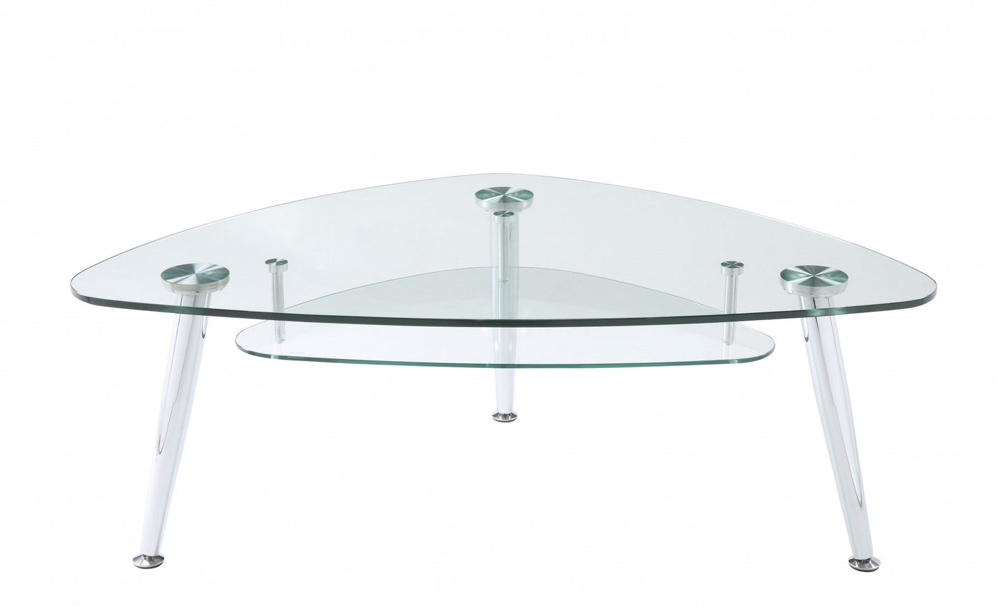 HomeRoots 50" x 30" x 18" Clear Glass Coffee Table With Chrome Finish