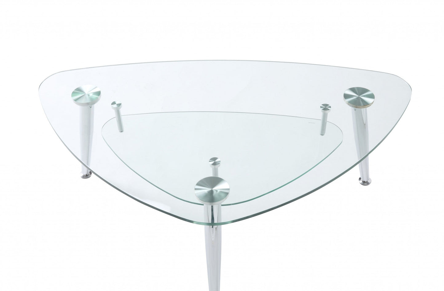 HomeRoots 50" x 30" x 18" Clear Glass Coffee Table With Chrome Finish