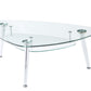 HomeRoots 50" x 30" x 18" Clear Glass Coffee Table With Chrome Finish