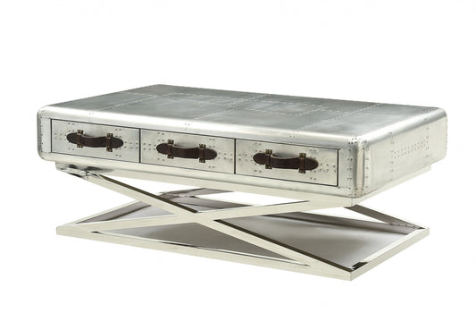 HomeRoots 51' x 33' x 19' Aluminum Coffee Table
