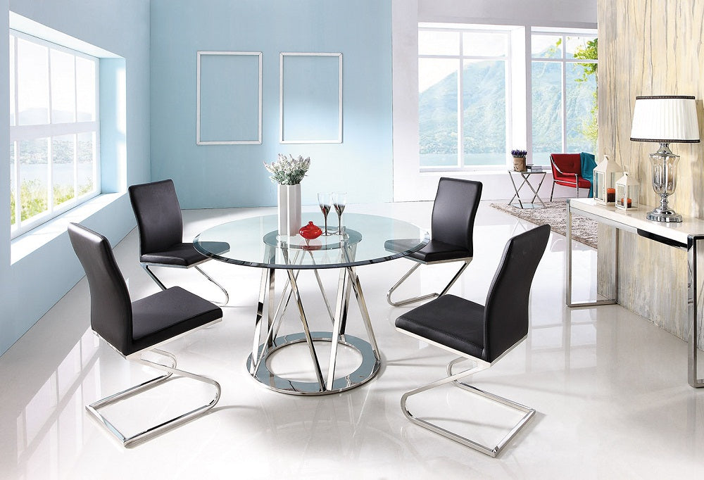 HomeRoots 51 x 51 x 29 Clear Glass Round Dining Table