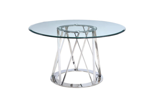 HomeRoots 51 x 51 x 29 Clear Glass Round Dining Table