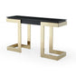 HomeRoots 52" Glass Console Table in Black and Gold Finish