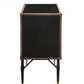 HomeRoots 52" x 21" x 40" Brown Top Grain Leather And Aluminum Console Table