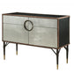 HomeRoots 52" x 21" x 40" Brown Top Grain Leather And Aluminum Console Table