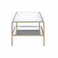 HomeRoots 52' x 24' x 18' Gold And Clear Glass Metal Coffee Table