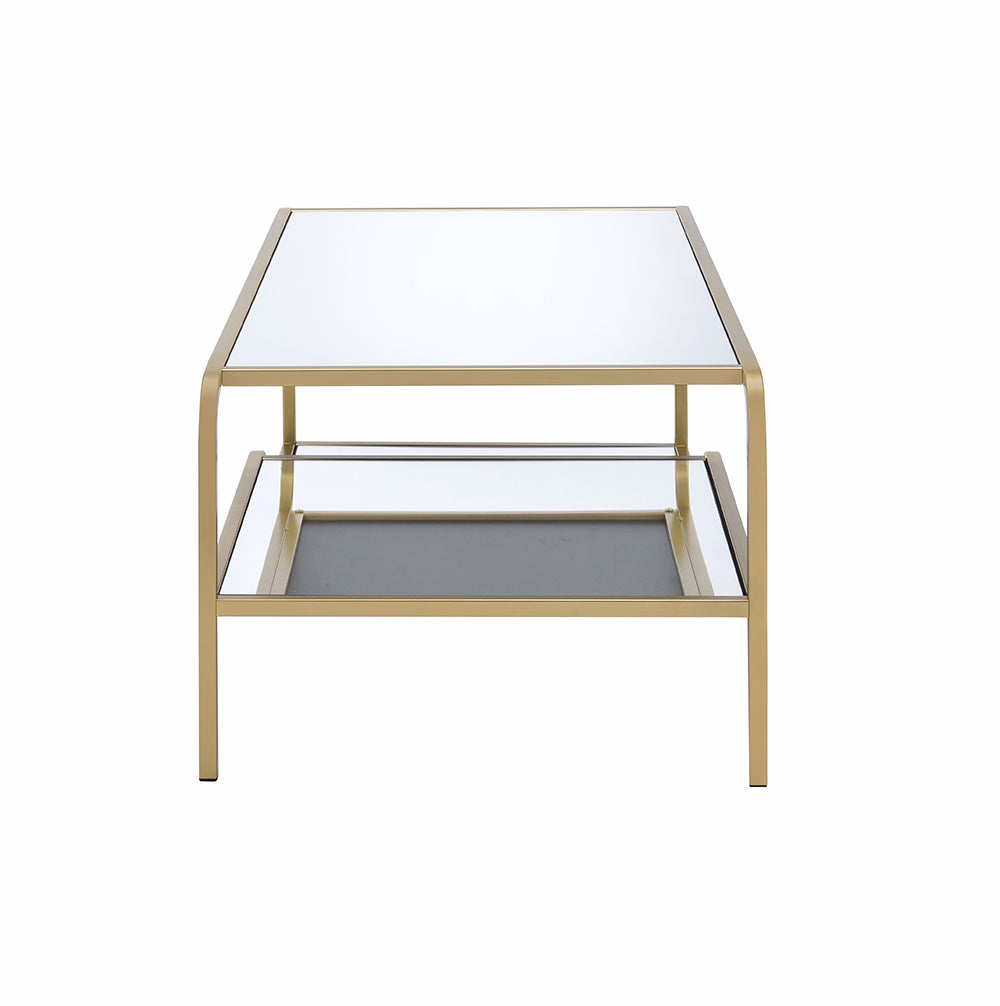 HomeRoots 52' x 24' x 18' Gold And Clear Glass Metal Coffee Table