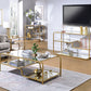 HomeRoots 52' x 24' x 18' Gold And Clear Glass Metal Coffee Table