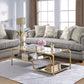 HomeRoots 52' x 24' x 18' Gold And Clear Glass Metal Coffee Table