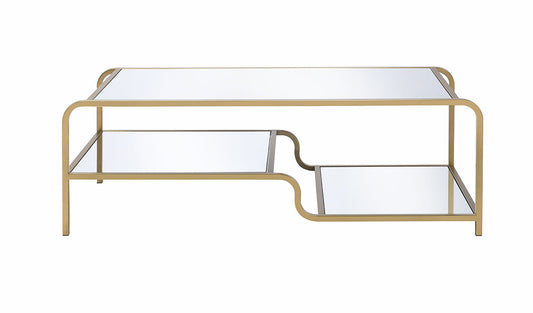 HomeRoots 52' x 24' x 18' Gold And Clear Glass Metal Coffee Table