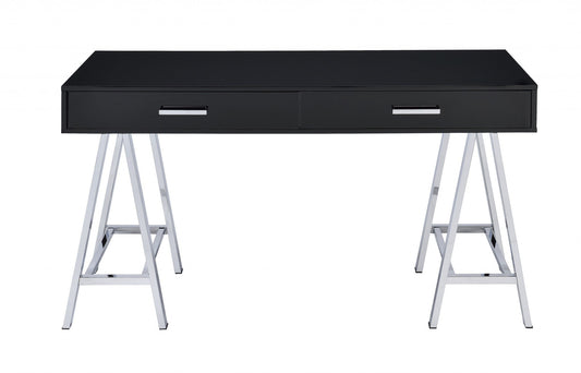 HomeRoots 54" Black and Silver Desk