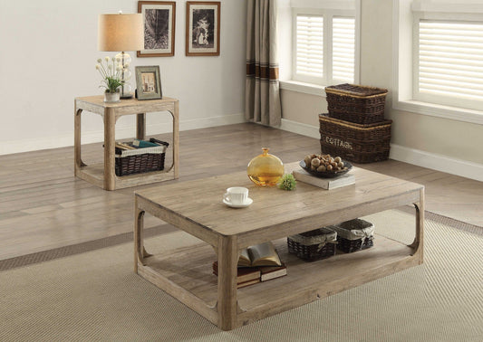 HomeRoots 55' x 34' x 17' Natural Oak Rubber Wood Coffee Table