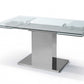 HomeRoots 55 x 35 x 30 clear Glass Stainless Steel Extendable Dining Table
