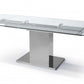 HomeRoots 55 x 35 x 30 clear Glass Stainless Steel Extendable Dining Table