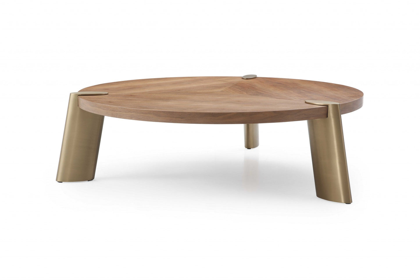 HomeRoots 55 x 55 x 17 Walnut Stainless Steel Coffee Table