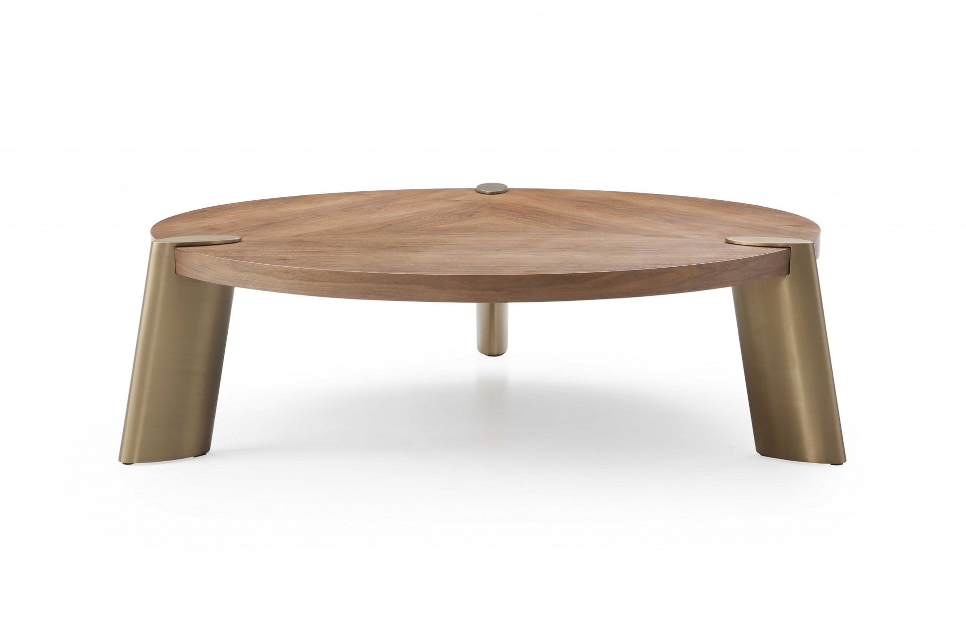 HomeRoots 55 x 55 x 17 Walnut Stainless Steel Coffee Table
