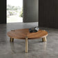 HomeRoots 55 x 55 x 17 Walnut Stainless Steel Coffee Table