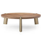 HomeRoots 55 x 55 x 17 Walnut Stainless Steel Coffee Table
