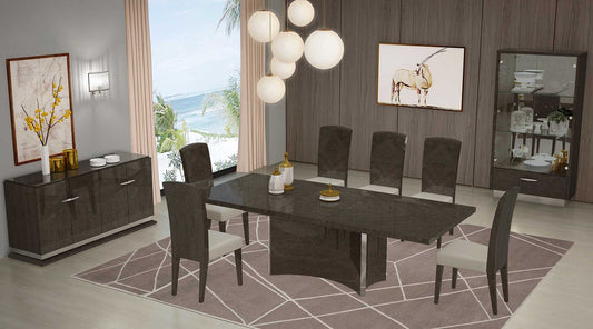 HomeRoots 57" x 64.5" x 130.5" Gray Dining Table And 6-Piece Chair Set
