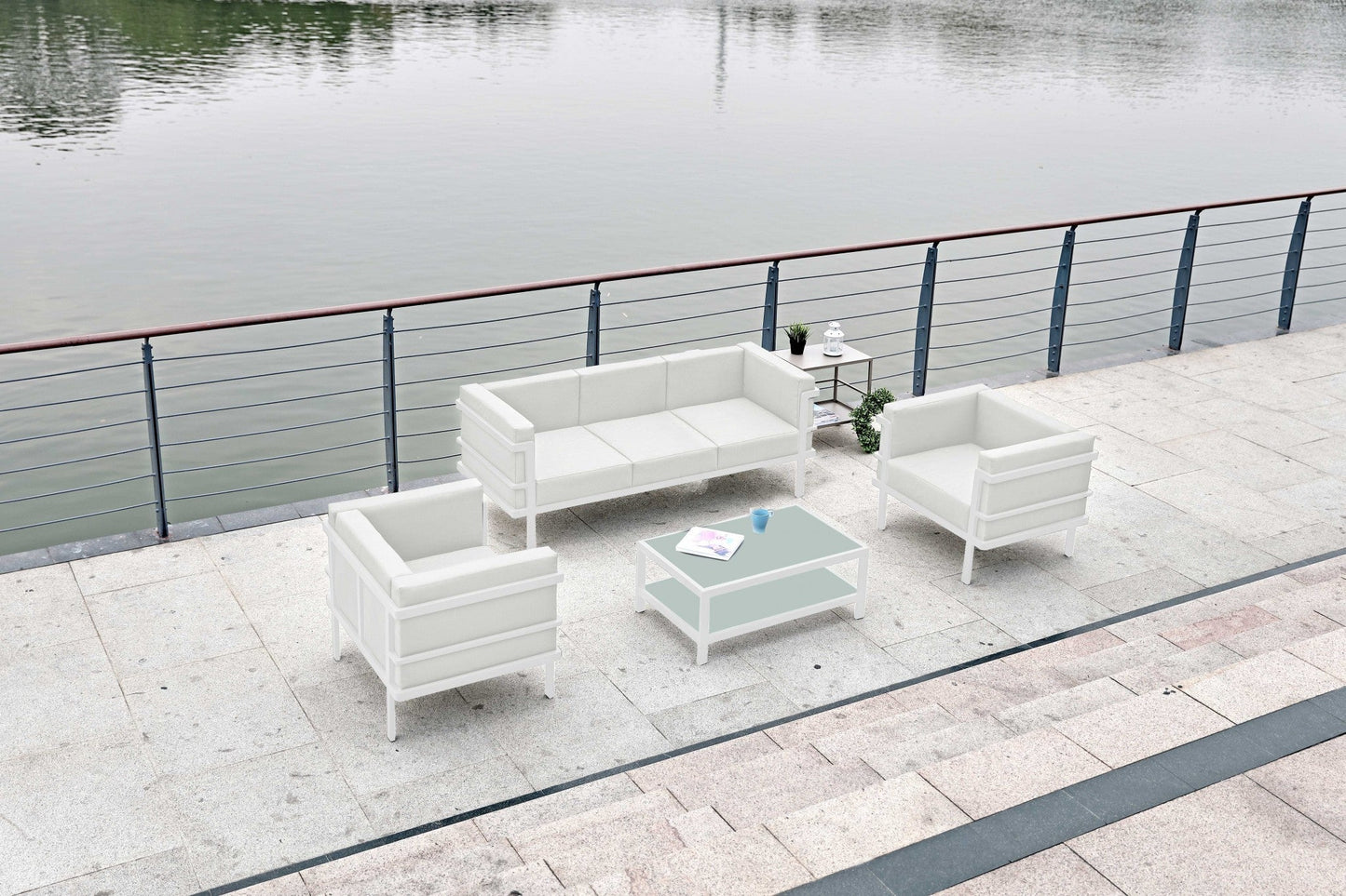 HomeRoots 58 x 27 x 28 white Aluminum Coffee Table